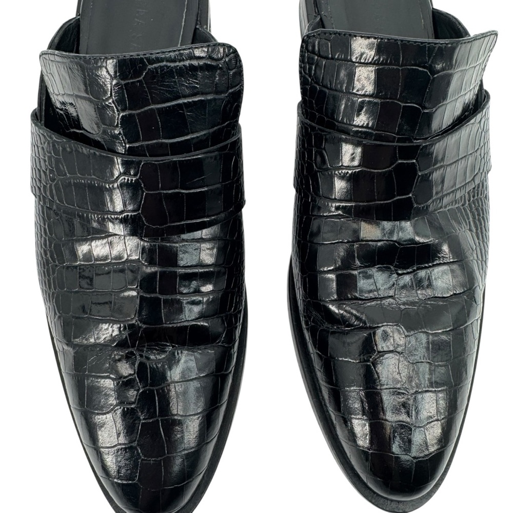 Freda Salvador Keen Mules Croc Embossed Black 9 - Picture 4 of 9